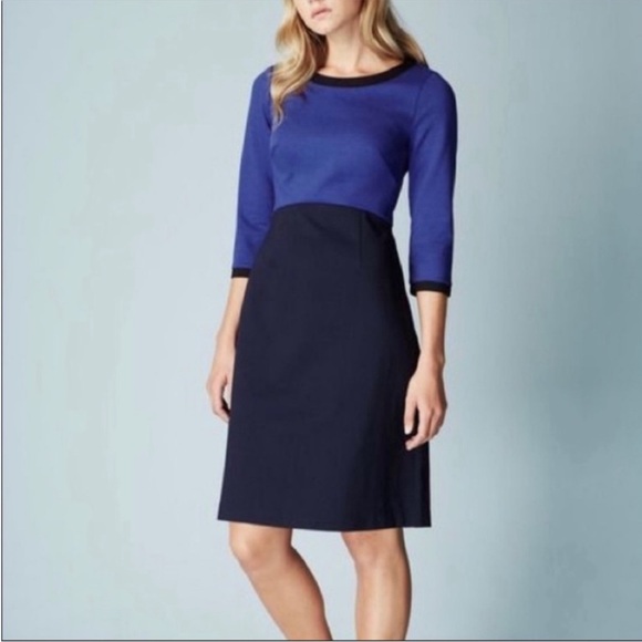 Boden Dresses & Skirts - Boden Louise Ponte Long Sleeve MIDI Shift Dress in Blue Color Block, 8L